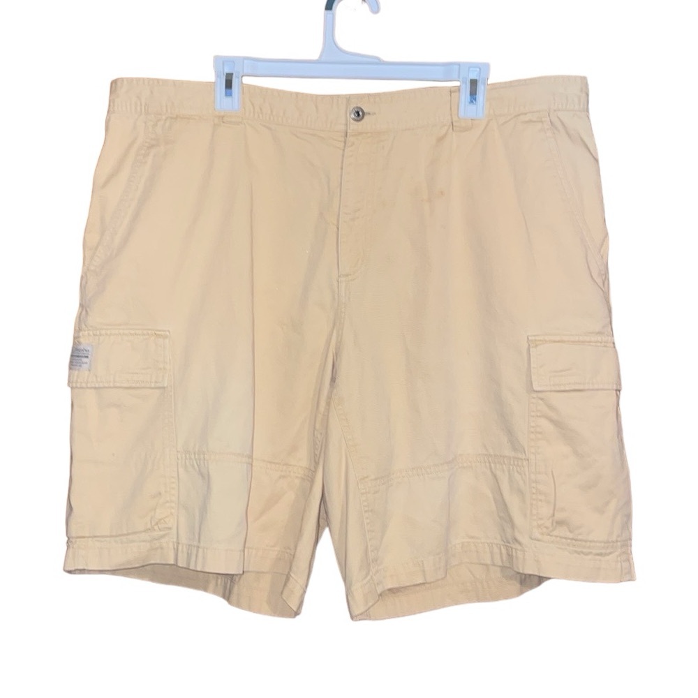 •COLUMBIA•MENS' LIGHT MUSTARD YELLOW KHAKI 6 POCKET CARGO SHORTS SIZE 42 VGUC